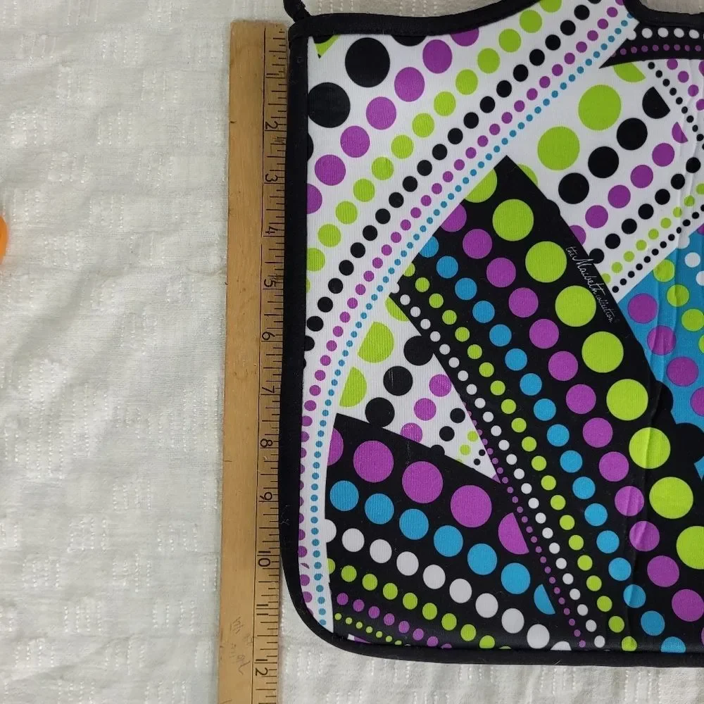 Macbeth Collection black white purple neon green blue laptop bag handles artsy